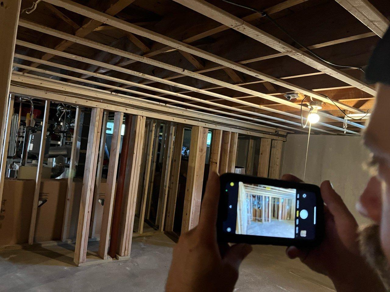 Basement framing in progress