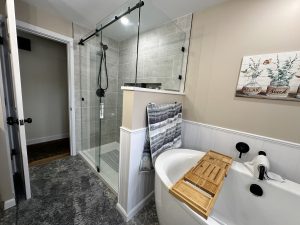 Modern bathroom with shower and bathtub